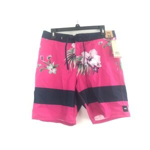 Mens Pink Floral Venus Fly Trap Vans 4 way stretch board shorts Size 32 New